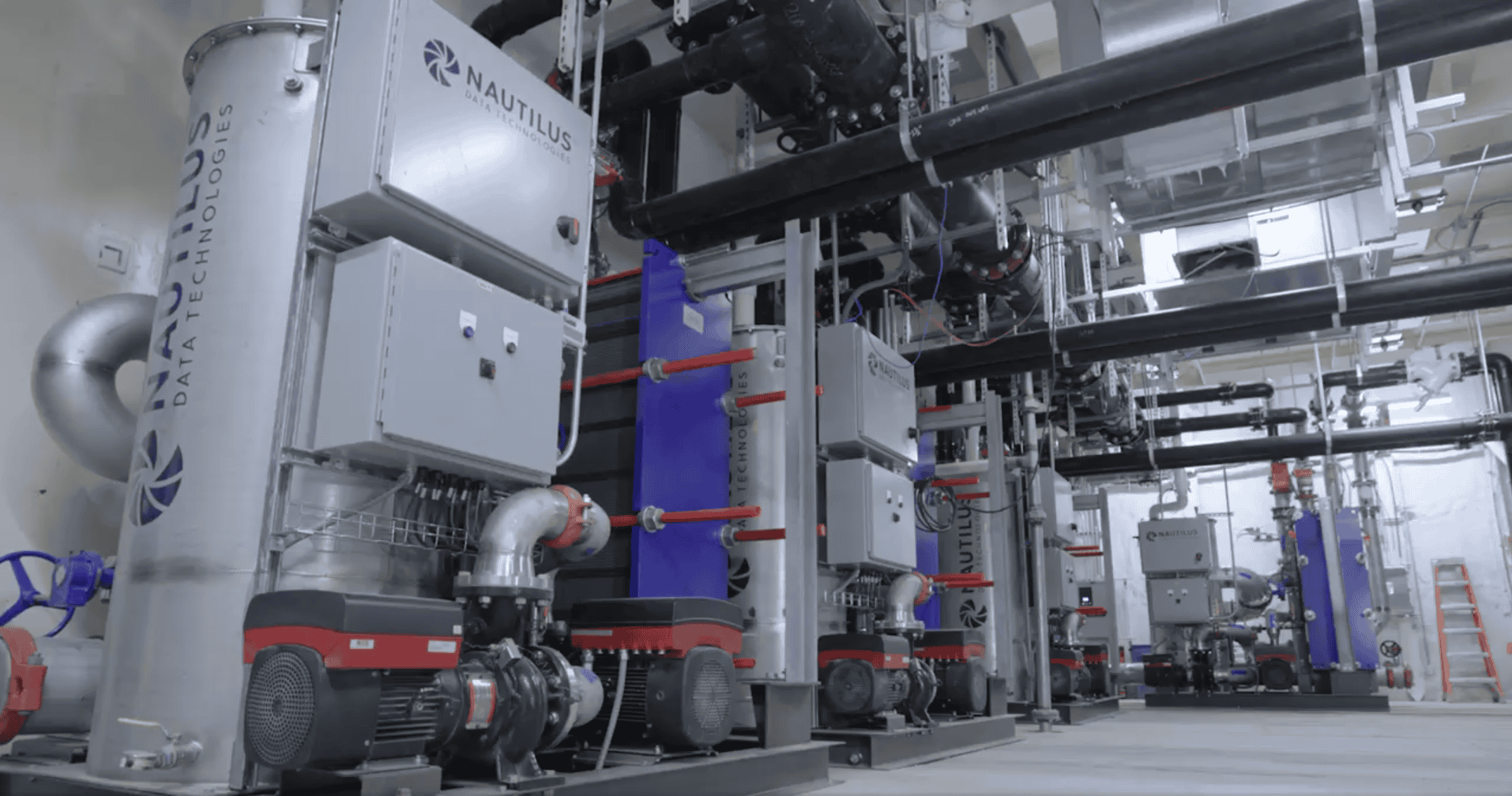 A close-up of a Nautilus data center on a factory floor.