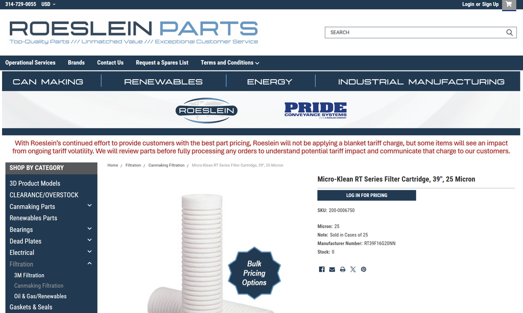 Roeslein spare parts website